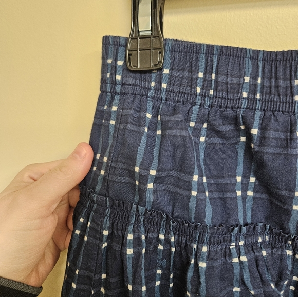 Madewell Pull-On Midi Skirt in Shibori Indigo Plaid Size M Cotton - Picture 7 of 12